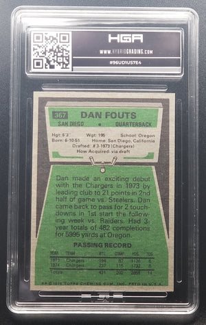 Dan Fouts HGA 7.0 1975 Topps Rookie Card #367 NM - XFMSports