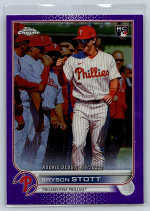 Bryson Stott 2022 Topps Chrome Update Purple Phillies Rookie Card RC #USC128 - XFMSports