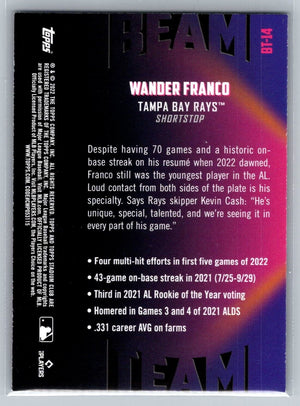 Wander Franco 2022 Topps Stadium Club Beam Team Rookie #BT-14 Rays - XFMSports