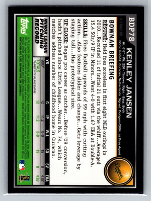 Kenley Jansen Rookie Card Purple Refractor 2010 Bowman Chrome Draft #BDP78 - XFMSports