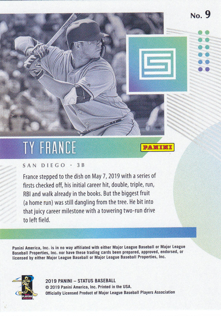 Ty France 2019 Panini Status Rookie Card #9 Mariners - XFMSports