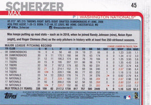 2019 Topps UTZ Max Scherzer Baseball Card #45 - XFMSports